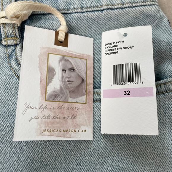 Jessica Simpson NWT Infinite High Waist Short in Skylark Size 32 Cutoff Fringe - Picture 8 of 15